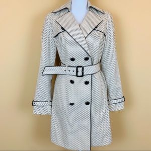 WHBM polka dot khaki tan black trench coat